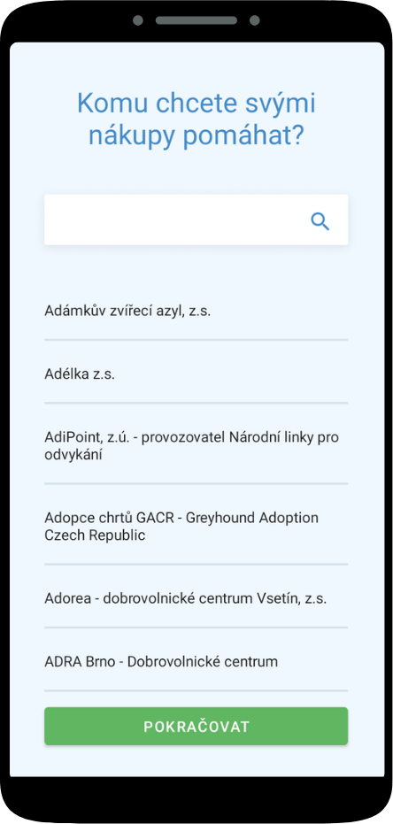 Screen shot mobilní aplikace