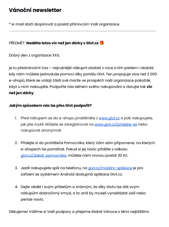 Vánoční newsletter